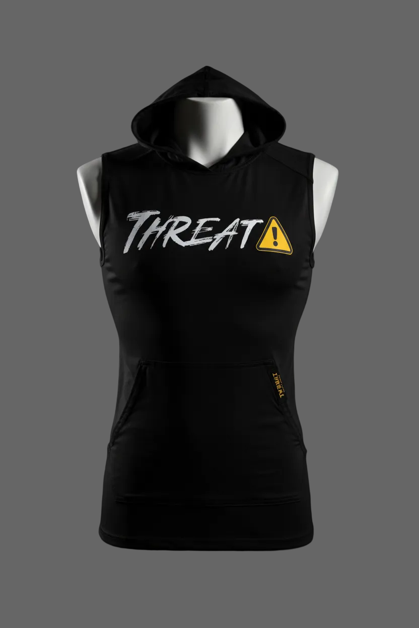 THREAT Black Compression Hoodie - White Text